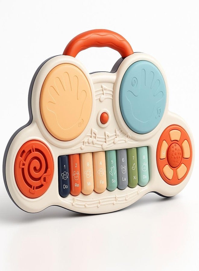 Cable World Drum Keyboard Musical Toys with Flashing Lights - Animal Sounds and Songs,Plastic,Multi Color(Pack of 1) for Baby, Kids and Tooders - Image 1